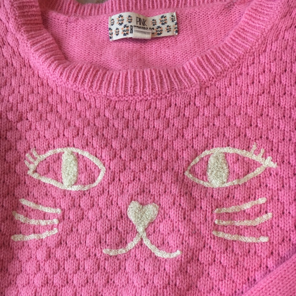 Pink kitty face sweater - Picture 3 of 5